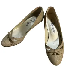 Z1576 GINZA Kanematsu 銀座かねまつ パンプス ミドルヒール ベージュ レディース 23