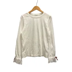 アクシーズファム axes femme ニット セーター 長袖 クルーネック 無地 リボン MK31X143 F 白 ホワイト ピンク