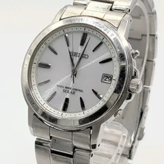 SEIKO 7B52-0FA0 Watch Solar Men's Round Silver Working セイコー 時計 ソーラー 電波ソーラー メンズ ラウンド シルバー  デイト 稼働品