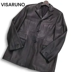 【美品】VISARUNO ビサルノ 秋冬★ 羊革 ラム レザー テーラード ジャケット Sz.M メンズ 黒
