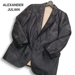 ALEXANDER JULIAN アレキサンダージュリアン 牛革★ カウ レザー テーラード ジャケット Sz.A5 メンズ 黒のサムネイル