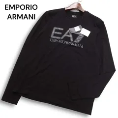 【新品 未使用】 EMPORIO ARMANI エンポリオ アルマーニ 通年EA7 ロゴ★ 長袖 カットソー ロンTシャツ Sz.S メンズ 黒