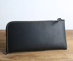 《本革薄型長財布》ヌバック オイルレザー カード8枚収納 メンズ ブラック@