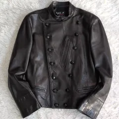 agnis b. ブラックレザージャケット サイズ2 fq5698-01_1.jpg