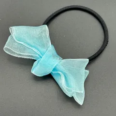 【新品】ヘアアクセサリー ヘアゴム リボン ブルー 水色 シンプル キレイ◆
