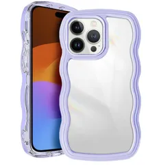 iPhone 15 Pro ケース 透明 スマホケース クリア ワイヤレス充電 可愛い アイフォン15 Pro  カバー ウェーブ デザイン