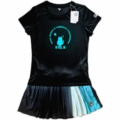 FILA  フィラ  テニス  ウェア  シャツ  スコート 上下セットアップ  Мサイズ  新品美品  黒ターコイズ