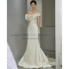 ウェディングドレス マーメイド オフショルダー ウェディングドレス 大きいサイズ 3L4L 小さいサイズ ウェディングドレス 二次会 袖あり シンプル 前撮り CCLF1104P023