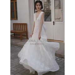 ウエディングドレス 袖なし ノースリーブ ロング丈 バックリボン 背中あき バックオープン フレア Aライン 可愛い 白 大きいサイズ 3L 4L 小さいサイズ CCLF1104P063