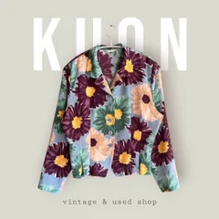 昭和レトロ総柄シャツ　レトロポップ　花柄　派手　一点もの