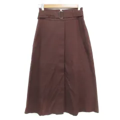 ナノユニバース nano universe フレアスカート ロング丈 マキシ丈 リングベルト付き 無地 38 茶 ブラウン /FF36