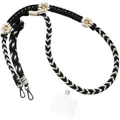 新品 [macaroni edge] マカロニエッジ ソロモン編み スマホショルダー スマホストラップ 3WAY ポイントフラワー 斜めがけ iPhone ショルダー 付け替え 韓国雑貨