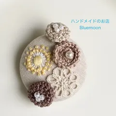 S7 くるみボタン ブローチ タティングレース かぎ針編み レース編み 刺繍 北欧風