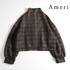 728t*美品 Ameri アメリ ラメ ツイード ボリュームスリーブ プルオーバー FREEサイズ ブラウンのサムネイル