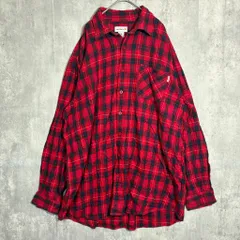 長袖 メンズ  赤　レッド　中古 シャツ　チェックシャツ　冬着　古着　カーハート