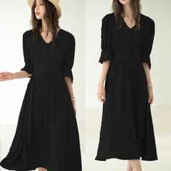 シフォンワンピース ワンピース レディース 夏 パーティードレス ロング 半袖 ドレス 無地 Vネック ロングワンピース リゾートワンピ ピーチワンピ ハイウエスト Aライン ミモレ丈 デート 通勤 二次会 結婚式 R1162