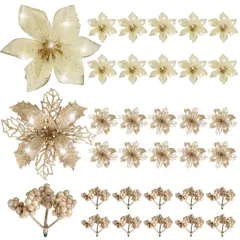 【新着商品】手作り 材料 クリスマスリース クリスマス オーナメント オーナメント 飾り 飾り 花 デコレーション クリップ付き 飾り付け 30個入 装飾 アートフラワー 造花 玄関 クリスマスツリー ディスプレイ インテリア Ucouper シャンパンゴール
