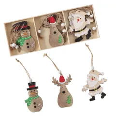 【新着商品】オーナメント ミニサイズ オーナメント クリスマスツリー サンタクロース サンタクロース トナカイ トナカイ 雪だるま 雪だるま 北欧 飾り カー クリスマス クリスマス 3種類 9個 木製 デコレーション AmzBarley