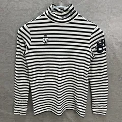 パーリーゲイツ　レディース　長袖トップス　ボーダーシャツ　0サイズ　ブラック　ホワイト　女性用ゴルフアパレル　PEARLY GATES