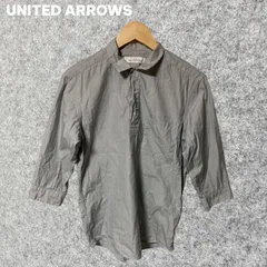 UNITED ARROWS グレー ストライプ 五分袖シャツ Sサイズ