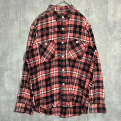 長袖 メンズ  赤　レッド　中古 シャツ　チェックシャツ　冬着　古着　EDWIN
