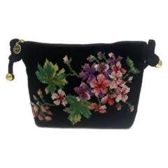 FEILER(フェイラー) ショルダーバッグ - 黒×グリーン×マルチ 花柄