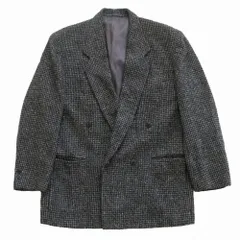 LANVIN ランバン ツイード 千鳥柄 ダブルブレストジャケット テーラード アウター グレー サイズM メンズ 【中古】