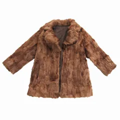 リアルファー 毛皮 コート アウター ブラウン サイズM レディース 【中古】