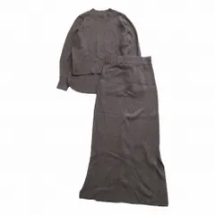 ビューティーアンドユース リブシャツテールハイネックニットプルオーバー リブサイドスリットタイトニットスカート セット 【中古】