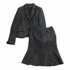 MICHEL KLEIN ミッシェルクラン ツイード スーツセットアップ スカートスーツ サイズS-M ブラック レディース 【中古】