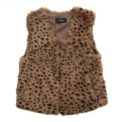 MACPHEE マカフィー ラビットファー レオパード柄 ベストジップアップ ベージュ サイズM レディース 【中古】