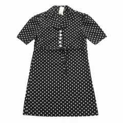 agnes.b アニエスベー ドット柄 シャツ ワンピース 半袖 ミニ丈 ブラック サイズS 00007848 レディース 【中古】