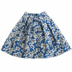 ANAYI アナイ 101727-11-560 フラワージャガード スカート ボトムス プリーツ ひざ丈 ブルー サイズS レディース 【中古】