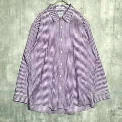 長袖 メンズ  紫　中古 シャツ　チェックシャツ　冬着　古着　L.L.Bean