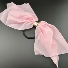 【新品】ヘアアクセサリー リボン リンク 大きめ ホワイト シンプル ヘアゴム◆