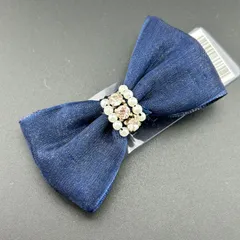 【新品】 ヘアアクセサリー ヘアクリップ  リボン フェイク パール ラインストーン ピンク◆