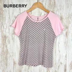 美品 BURBERRY LONDON バーバリーロンドン ホースロゴ刺繍 ノバチェック フリルスリーブ 半袖 カットソー Tシャツ ピンク レディース トップス