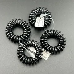 【新品】 ヘアアクセサリー ヘアゴム スプリング ブラック 小さめ ２点４本セット◆