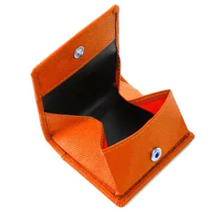 【迅速発送】本革 コインケース 小銭入れ メンズ レディース ボックス型 コンパクト 小さい 薄型 ボタン式 (オレンジ) 0
