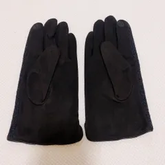 AR10718 GSG メンズ手袋 スエード×ニット切替 裏起毛 タッチパネル対応 防寒グローブ ブラック Mサイズ 冬