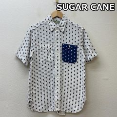 良品】SUGAR CANE 和柄アロハシャツ ネイビー ストライプ Lサイズ 