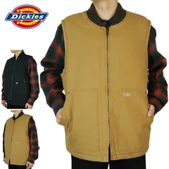 DICKIES ディッキーズメンズ ベストダック インサイド ボア ベスト DUCK INSIDE BOA VESTSTONEWASHED BROWN DUCK BLACK黒 茶色 ダック地 中綿 レイヤード 重ね着TATOO ローライダー 作業着 大きめサイ