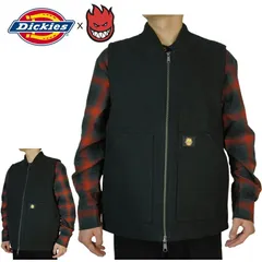 DICKIES ディッキーズメンズ ベストSPITFIREコラボレーション キルト ラインド ウーブン パデッド ベストQUILT LINED WOVEN PADDED VESTBLACK ブラック 黒  レイヤード 重ね着TATOO ローライダー 作業着 大