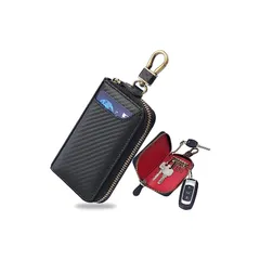 [Ａｅｍｉｃｉｏｎ] キーケース スマートキー 車キーケース メンズ キーホルダー カードキーケース 本革 レザー カーボンレザー ６連 ファスナー カード入れ 免許証 小銭 札入れ付き 多機能 大容量 コンパクト プレゼント 1