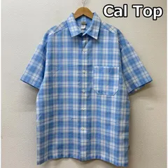 古着 Cal Top キャルトップ USA製 ビッグ シルエット オーバー サイズ ポリエステル チェック柄 半袖 シャツ 水色 ライトブルー メンズ M ISItems【USED】【古着】【中古】50138856