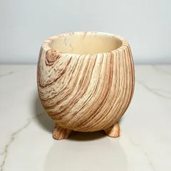 植木鉢 陶器 花器 ウッド調 底穴なし 外寸7.5cm 高さ9cm 観葉植多肉植物