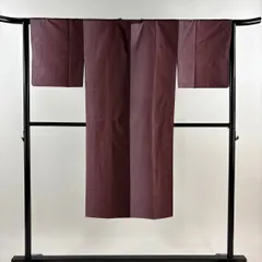 【美品】 道行 身丈126.5cm 裄丈65cm M 紬地 和装コート 角衿 縦ぼかし柄 赤紫 正絹 名品 【中古】