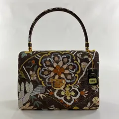 和装バッグ 優品 フォーマル 金鷲 華文 草花 刺繍 金糸 茶紫 正絹 和装小物  【中古】