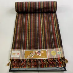 正絹 信州 上田紬 袷 ダークブラウン 絣縞 証紙付き 美品 正絹 信州 上田紬 袷 ダークブラウン 絣縞 証紙付き 美品 着物・浴衣