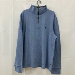 A1547 ノーティカ　XL アメリカ古着　コットンポリ　長袖　ハーフジップ　スウェット　ブルー　NAUTICA メンズ